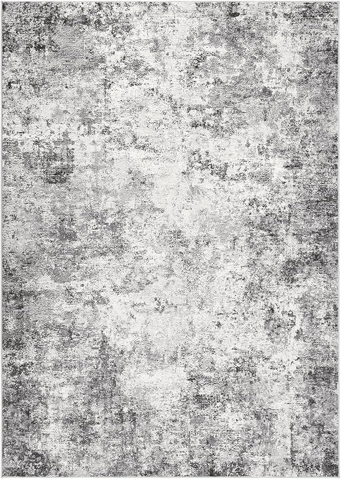 UERMEI 5x7 Area Rug Living Room Rugs - Washable Neutral Modern Abstract Soft Thin Large Rug Indoor Floor No Slip Rug Carpet for Bedroom Under Dining Table Home Office Decor - Grey