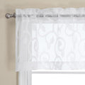 OWENIE Furman White Sheer Curtains Valances for Windows, Small Short Sheer Curtains for Living Room Bedroom, Airy Solid Curtains with Geometric Jacquard Clip Design, 2 Pcs Each 40Wx14L inch