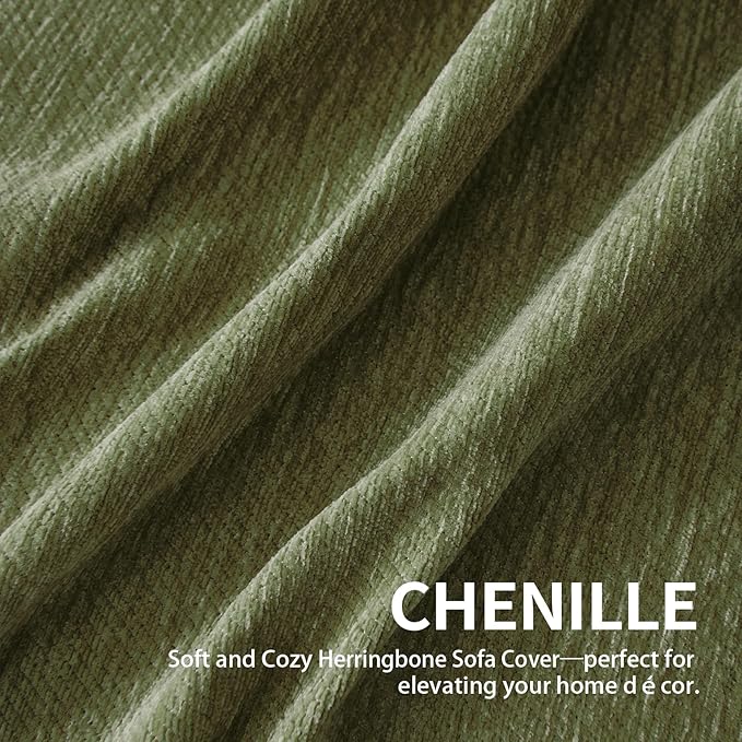 Couch Cover for Dogs, Boho Sofa Covers for 3 Cushion Couch, Chenille Sofa Slipcover for Pets Washable, L-Shape Sectional Couch Loveseat Cover Soft Throw Blankets with Tassels(91x134,Green)