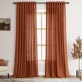 Nanspring Extra Long Linen Curtains 108 Inches Long 2 Panel Set Back Tab Terracotta Boho Rustic Farmhouse Curtain for Living Room Semi Sheer Floor to Ceiling High Window for Bedroom Office 60x108