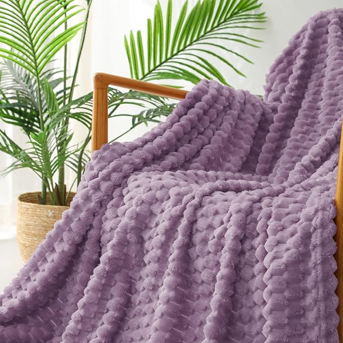Exclusivo Mezcla Fleece Throw Blanket for Couch, Extra Large Fuzzy Grayish Purple Bed Blankets, Soft Cozy Plush Sofa Throws for All Seasons, 50x70 Inches