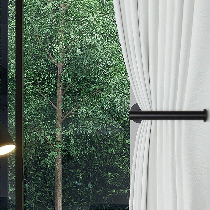 Groleca 6 Pack Adhesive Curtain Holdbacks Curtain Tie Backs Curtain Holdbacks No Drill Curtain Pull Backs Adhesive Curtain Hooks Curtain Holders for Drapes (6, Black)