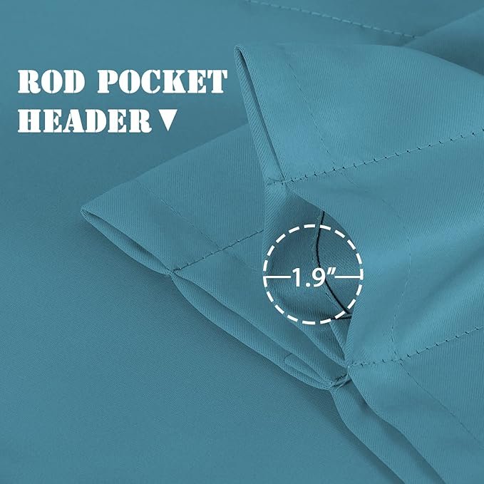 H.VERSAILTEX Blackout Blue Curtain Valances for Windows,Kitchen Valance Curtains for Living Room/Bedroom/Bathroom/Basement Privacy Rod Pocket, 4 Panels 52" W x 18" L, Storm Blue