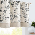jinchan Linen Kitchen Valance for Windows 16 Inch Floral Double Layer Valance Living Room Laundry Room Darkening Rustic Cottagecore Farmhouse Flower Window Treatment 1 Panel Black on Linen
