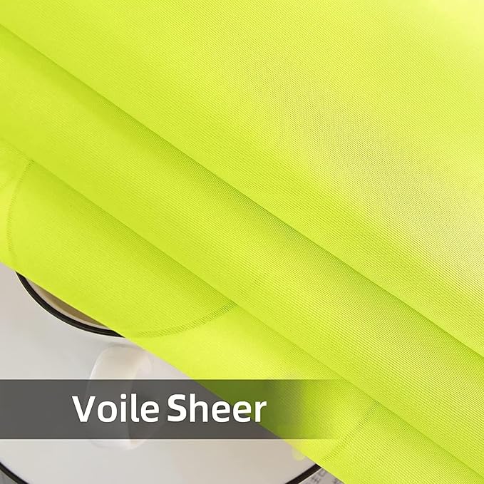youleyar Solid Sheer Rod Pocket Curtain Voile Draperies 2 Panels White Beige Black Grey Ivory 52 Inch Width 63 Inch Long 1 Pair for Kitchen Bedroom Children Living Room Yard (Chartreuse,52Wｘ63L)