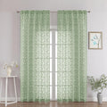 Chyhomenyc Sage Green Sheer Curtains 90 Inch Length 2 Panels Set, Light Filtering Tufted Textured Soft Airy Rod Pocket Gentle Leaf Window Treatment Drapes for Bedroom Living Room, 52" Wx90 L, 2PCS