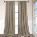 Pitalk Taupe Curtains 90 Inch Length 2 Panels Set Linen Light Filtering Sheer Light Brown Curtains for Living Room Bedroom Coffee Colored Primitive Drapes for Patio Sliding Door Back Tab Pocket 52x90