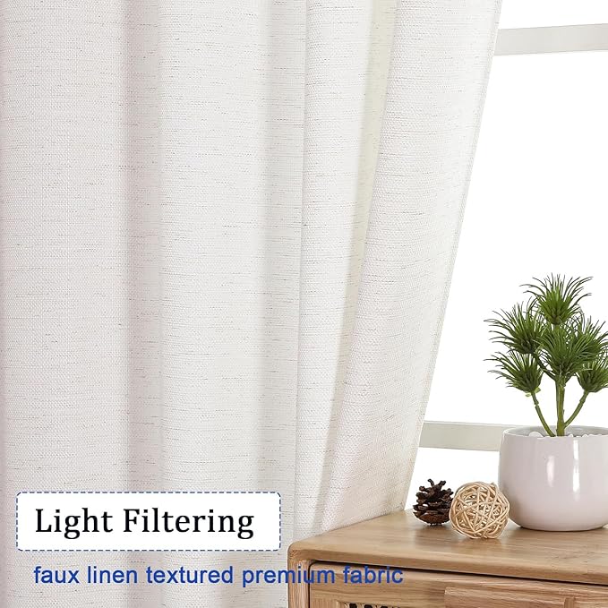 Chyhomenyc Blend Linen Valance for Windows, Light Filtering Blend Linen Solid Short Valance, Burlap Decorative Small Curtain for Kitchen Bathroom Laundry Basement, 60Wx12L inch, 1 Piece, Natural