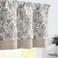 jinchan Linen Valance Kitchen Curtain for Windows Double Layer 18 Inch for Living Room Bedroom Window Treatment Light Filtering Vintage Rustic Farmhouse Cottagecore Rod Pocket 1 Panel Blue on Beige