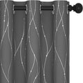 Deconovo Blackout Curtain, Grey Curtains, Thermal Insulated Soundproof Grommet Drapes, Silver Wave Dots Foil Print, 42 x 84 Inch, 2 Panels, Machine Washable Window Panel for Living Room Bedroom Office