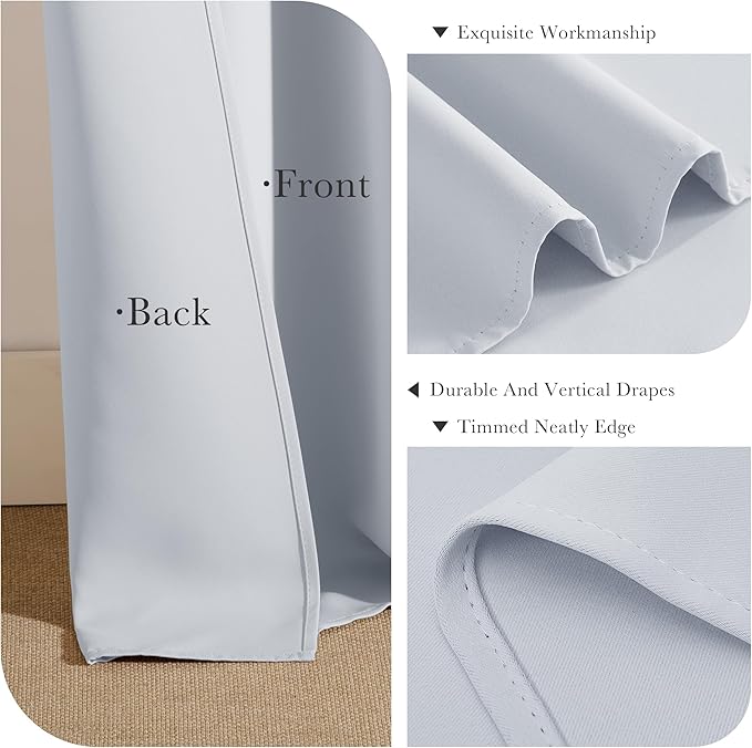 PONY DANCE 60% Light Filtering White Curtain Panels, Kitchen Curtains Room Darkening Energy Saving Short Drapes with Back Tab for Bedroom Home Decor, 34 in Wide by 45 Long, Greyish White, 2 Pieces