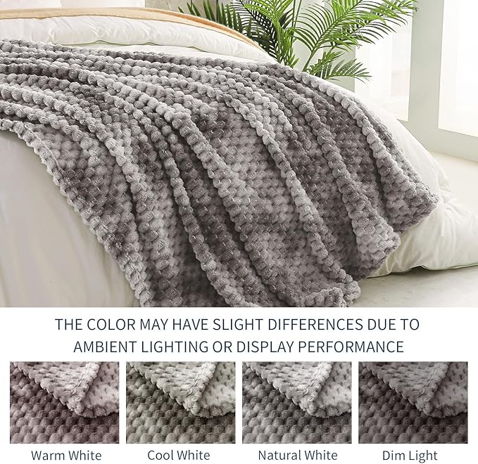 Exclusivo Mezcla Fleece Twin Blanket for Bed, Extra Large Fuzzy Tie-dye Grey Bed Blankets, Soft Cozy Plush Sofa Throws for All Seasons, 60x80 Inches