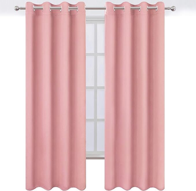 LEMOMO Pink Thermal Blackout Curtains/52 x 95 Inch/Set of 2 Panels Room Darkening Curtains for Bedroom