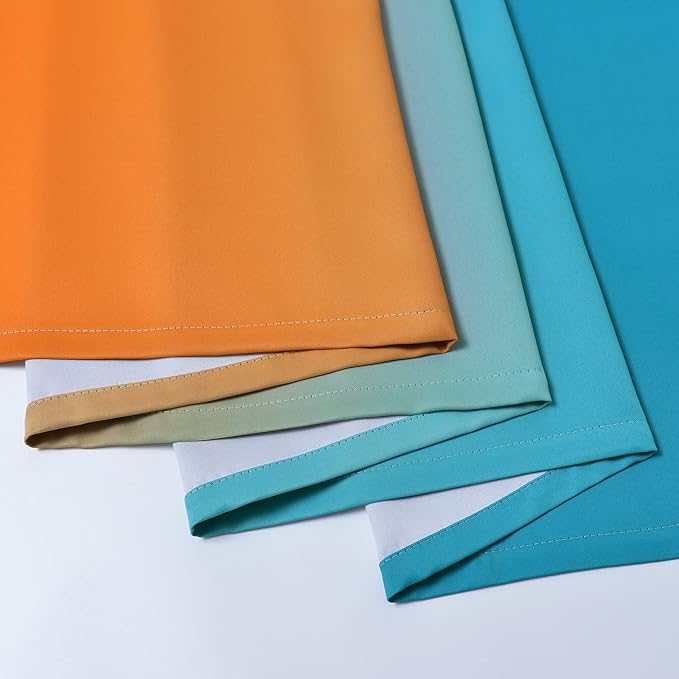Yakamok Ombre Orange and Blue Curtains for Bedroom, Gradient Room Darkening Curtains, Grommet Thermal Insulated Light Blocking Window Drapes/Curtain for Living Room,52 x 63 Inch,2 Panels