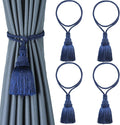 Fenghuangwu 4 Pack Curtain Tie Backs Rope Tassels for Curtains Drape tiebacks Handmade Outdoor Home and Outdoor Decorative (Navy, 4p)