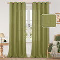 LAMIT Natural Faux Linen Curtains for Bedroom, Light Filtering Panels, Grommet Privacy Protected Linen Curtains for Small Window/Kids' Room, 2 Panels (52 x 102 Inch, Moss Green)