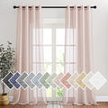 NICETOWN Linen Textured Semi Sheer Bedroom Curtains, Grommet Top Flew to Floor Thick Semitransparent Window Treatment Privacy Light Reducing for Nursery, W52 x L96, Dusty Blush, 2 Panels