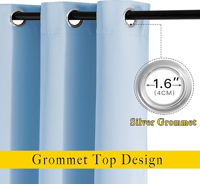 NICETOWN Blackout Draperies Curtains Panels - Window Treatment Thermal Insulated Solid Grommet Blackout Curtains/Panels/Drapes for Bedroom (Blue, Set of 2, 66 by 90 Inch)