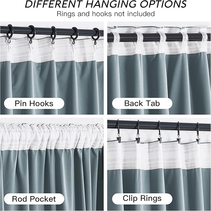 RYB HOME Stone Blue Velvet Curtains 63 inches with Hook Belt, Soft Fabric Room Darkening Thermal Insulated Luxurious Home Decor Curtains for Living Room Bedroom, W 42" x L 63", 2 Panels Set