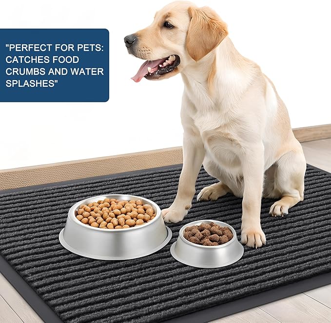 OLANLY Front Door Mat Indoor Outdoor Entrance, Waterproof Heavy Duty Doormat, Fade Resistant, Low Profile, Easy Clean Patio Porch Welcome Floor Mats for Entry, 59x20, Charcoal Grey