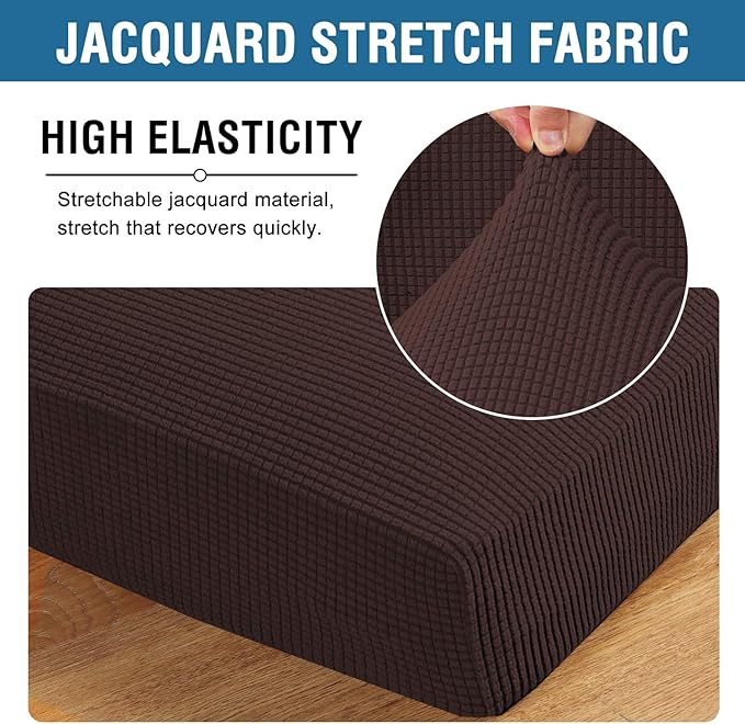 H.VERSAILTEX High Stretch Couch Cushion Covers,Chair Sofa Seat Slipcovers Couch Cushion Cover Stretch Furniture Protector for Kids, Pets(2 Packs Cushion Loveseat Covers, Chocolate)