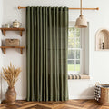 MYSKY HOME Curtains for Living Room 84 Inches Long Semi Sheer Light Filtering Privacy Drapes Linen Look Textured Boho Home Decor, Backdrop Curtain for Parties, 100" x 84", Olive Green, 1 Panel