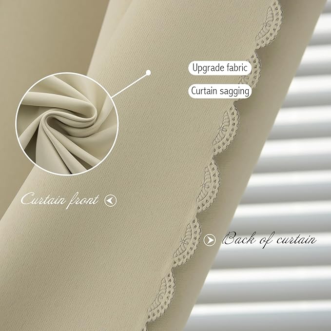 Self Adhesive Portable Blackout Curtains for Bedroom Easy to Install Window Thermal Lnsulated Kitchen Room Darkening Small Window Curtains, Cortinas Para Cuarto, 47"W X 59"L, Beige, 1 Panel