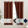 NICETOWN 100% Absolutely Blackout Linen Curtains with Thermal Insulated Liner, 42" Wide, 2 Panels, 54" Long Drapes, Grommet Retro Burnt Orange Linen Curtains Vertical Drapes Privacy for Kitchen