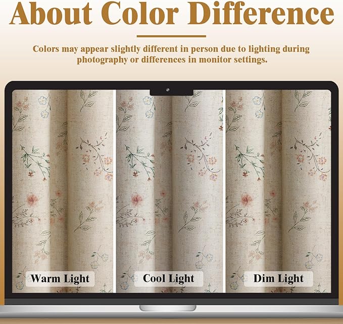 Boho Floral 100% Blackout Curtains 90 Inch Length 2 Panels Set, Linen Texture Farmhouse Curtains Beige Tassel for Living Room Bedroom Vintage Rustic Patterned Printed Western Rod Pocket