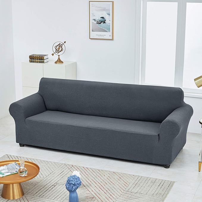 Joccun Stretch Couch Cover Slipcovers, 1-Piece Sofa Covers for 3 Cushion Couch Spandex Jacquard Washable Furniture Protector Cover for Living Room,Kids,Pets(Sofa,Gray)