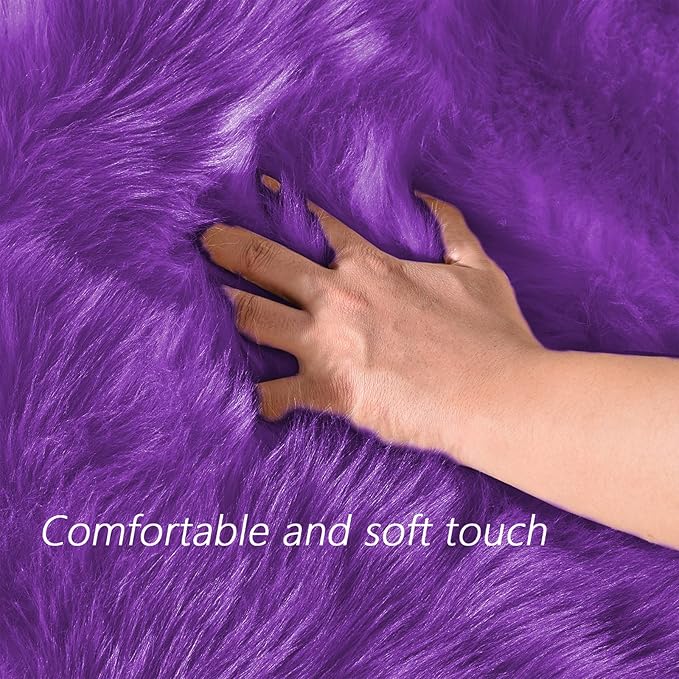 Latepis Small Furry 2x3 Purple Faux Fur Rug Fluffy Rugs Washable Shag AccentPlush Soft Rug for Bedroom Chair Seat Covers Throw Rugs Rectangle