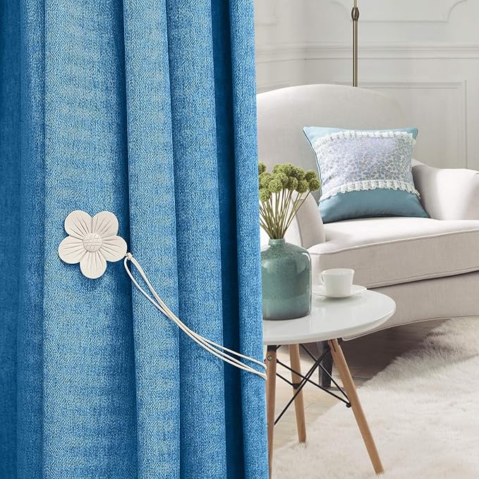 Lewondr Vintage Magnetic Curtain Tieback, 1 Pair Resin Flower Curtain Drapery Holdback Window Curtain Decorative Buckle Holder for Home Cafe Balcony - White