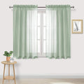 DWCN Bean Green Sheer Curtains Semi Transparent Voile Rod Pocket Curtains for Bedroom and Living Room, 42 x 54 inches Long, Set of 2 Panels