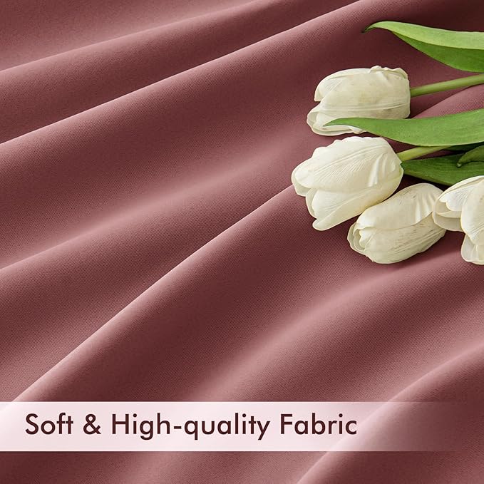 MIULEE Dusty Rose Back Tab Blackout Curtain 96 Inch Long 2 Panels Set for Bedroom, Rod Pocket/Pinch Pleat Thermal Insulated Living Room Darkening Pleated Light Blocking Floor to Ceiling Drape