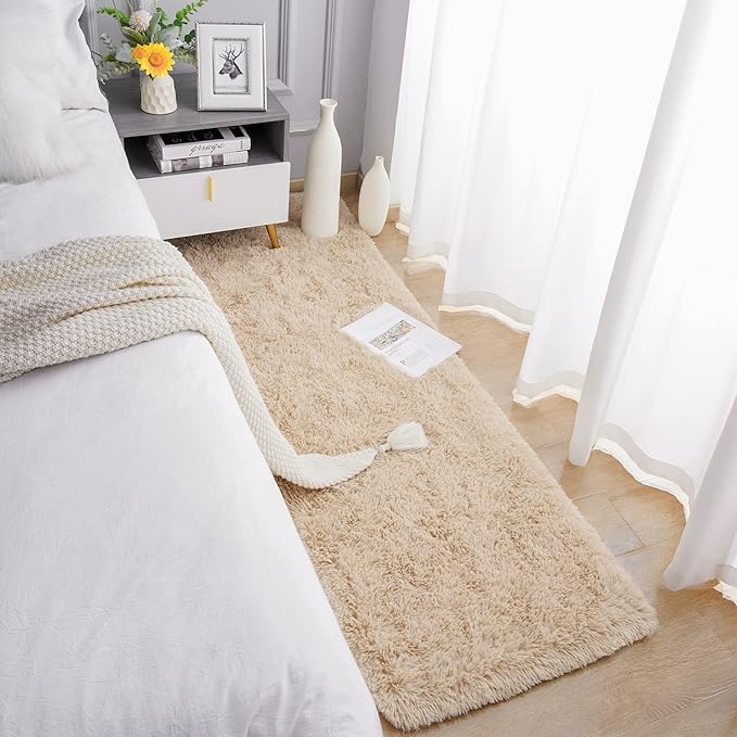 Chicrug Soft Runner Rugs for Bedroom Living Room Plush Fluffy Rug 3x8 Feet, Shag Furry Area Rug Carpet Non Shedding for Nursery Children Kids Girls Room Home Decorative, Camel