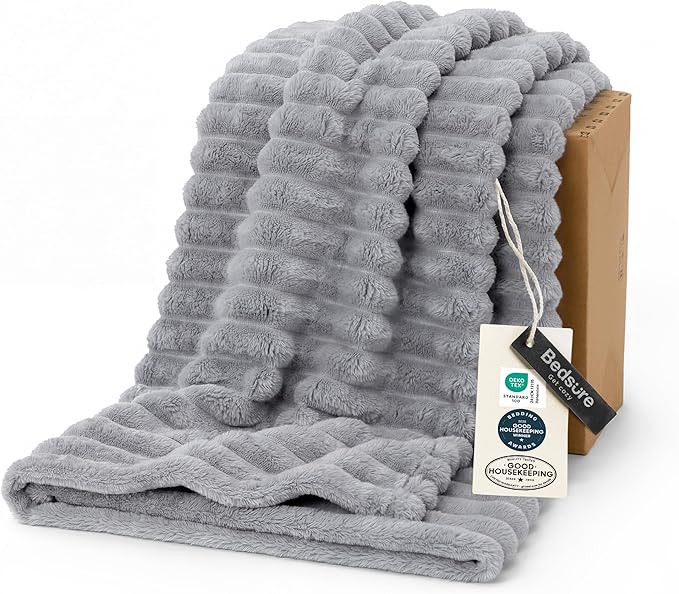 Bedsure GentleSoft Twin XL Blanket for Bed - Cozy Soft Blankets for Women, Cute Large Throws for Girls, Light Grey, 66x90 Inche