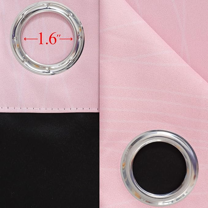 Pink and Grey Blackout Curtains 45 inches Long,Ombre Full Room Darkening Window Curtains for Living Room,Grommet Thermal Insulated Drapes,Light Blocking Curtains for Girls Bedroom,52x45 Inch, 2 Panels
