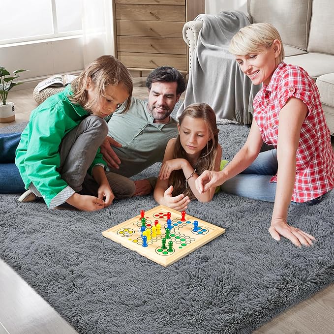 9X12 Large Area Rugs for Living Room Bedroom,Big Shag Rug for Bedroom Dorm,Soft Fluffy Indoor Carpet Nursery Rugs for Kids Girls Room Home Decor (Dark Grey, 9X12 Feet)