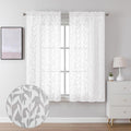 Lecloud Leia 2 Panels Sheer White Curtains 63 Inch Length for Kitchen, Privacy Protections Bedroom Curtain & Drapes Rod Pockets Top, Jacquard Clip Farmhouse Leaves Voile Living Room Panels, 38x63 Inch