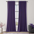 Guken New Purple 100% Blackout Linen Curtains 96 Inch Length 2 Panels Set for Living Room Bedroom Back Tab/Rod Pocket Thermal Insulated Farmhouse Black Out Drapes Room Darkening,52x96