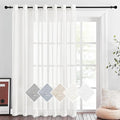 NICETOWN Semi Sheer Linen 100 Inch Curtains Flax Texture W100 x L84, Grommet Casual Patio Curtain Linen Sheer Window Treatment Privacy with Light Filtering for Sliding Glass Door, Ivory, 1 Piece