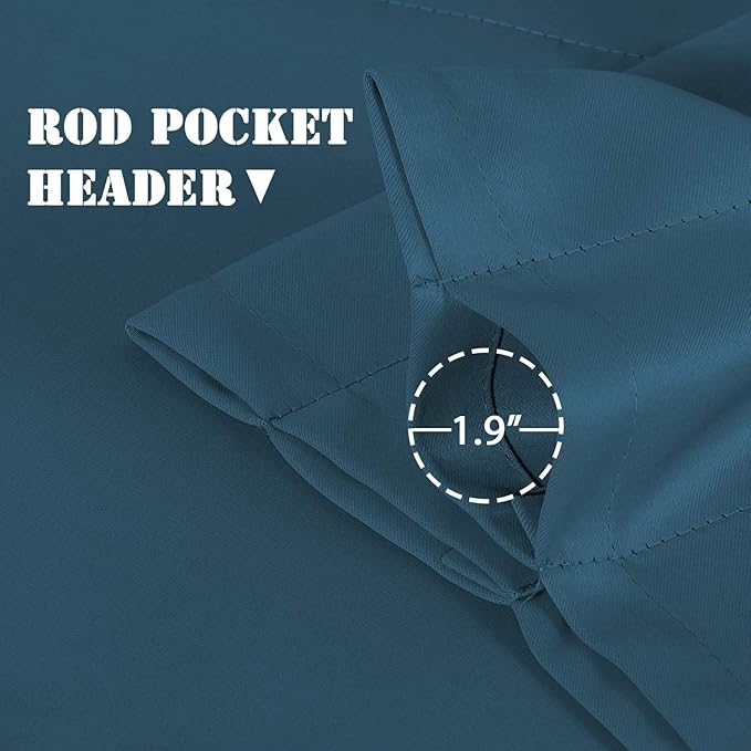 H.VERSAILTEX Blackout Valances for Windows,Kitchen Valance Curtains for Living Room/Bedroom/Bathroom Privacy Decorative Rod Pocket, 4 Panels 52" W x 18,Dark Teal