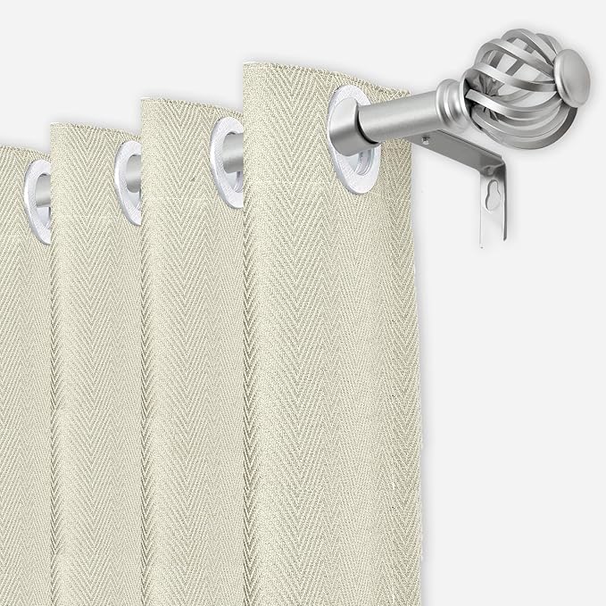Luvenia Silver Decorative Curtain Rods, 28 to 48 Inch (2.3-4Ft), Small Curtain Rod For Bedroom, Living Room, Kitchen, Farmhouse