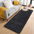 OLANLY 3x7 Machine Washable Runner Rugs for Hallway, Soft Fluffy Shaggy Bedside Rugs for Bedroom, Living Room, Indoor Floor Carpet for Kids Girls and Boys, Nursery Rooms, Home Decor Aesthetic, Black