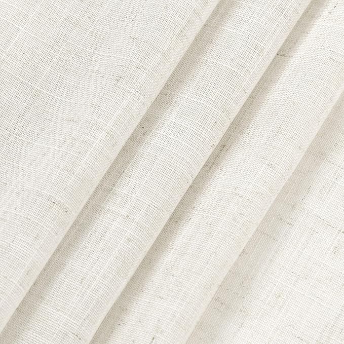 Nanspring Cream Linen Curtains 58 Inch Length for Living Room 2 Panels Set Neutral Modern Farmhouse Window Curtain Semi Sheer Back Tab Rod Pocket Light Filtering Privacy Drapes for Bedroom 52x58