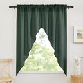 RYB HOME Kitchen Window Curtains - Linen Textured Sheer Swag Privacy Short Cafe Curtains Rod Pocket Topper Decor for Bedroom Dinning Room, Olive Green, W 36 x L 63, 2 Pcs