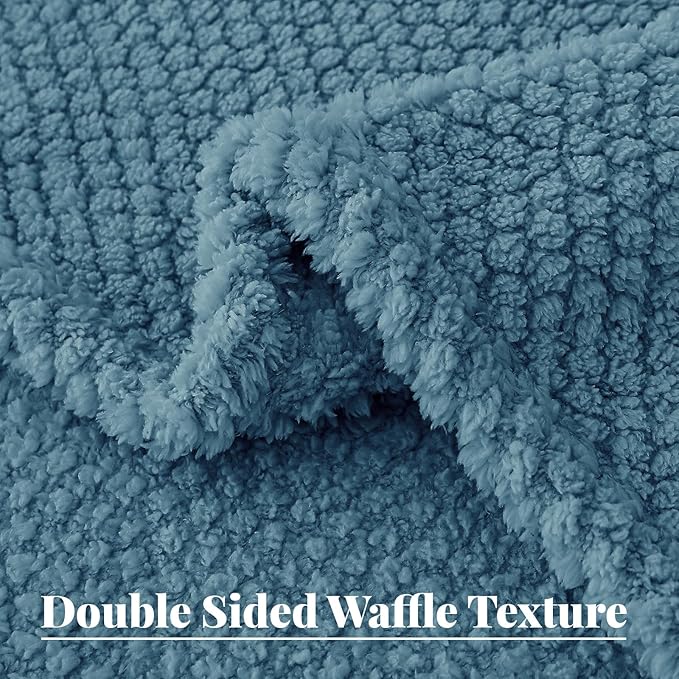 Whale Flotilla King Size Fuzzy Fleece Blanket, Fluffy Warm Soft Jacquard Bed Blankets for All Season, Lightweight and Cozy, 90x104 Inch, Slate Blue