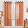LAMIT Burnt Orange Sheer Linen Curtains 80 inch Length, Light Filtering Linen Boho Drapes Bronze Grommet Rustic Panels for Living Room/Bedroom/Farmhouse, 2 Panels, 52 x 80 Inch
