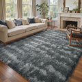 6x9 Ft Large Shag Rugs for Living Room Decor, Tie-Dyed Ultra Soft Fluffy Furry Area Rugs for Bedroom Indoor Floor, Aesthetic Carpet for Kids Home (Grey)