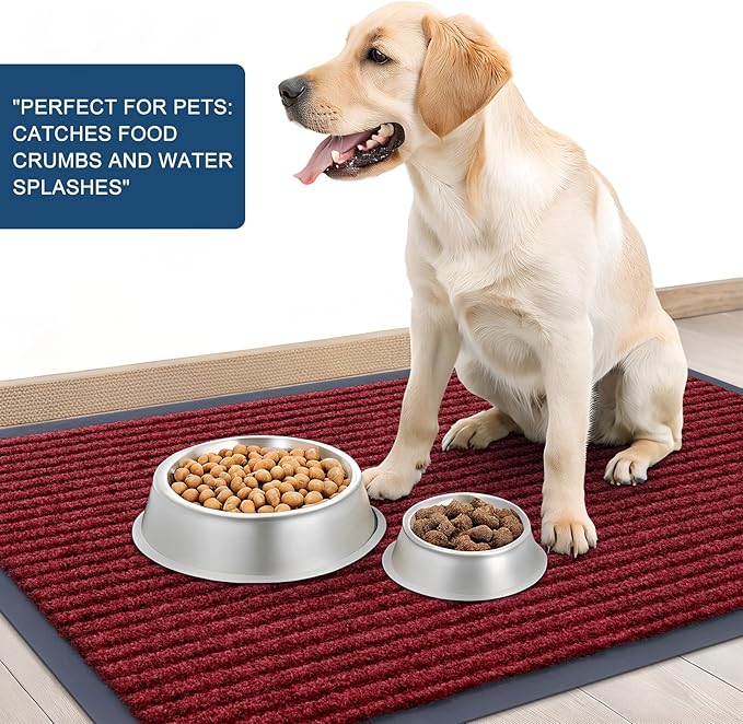 OLANLY Front Door Mat Indoor Outdoor Entrance, Waterproof Heavy Duty Doormat, Fade Resistant, Low Profile, Easy Clean Patio Porch Welcome Floor Mats for Entry, 71x34, Wine Red